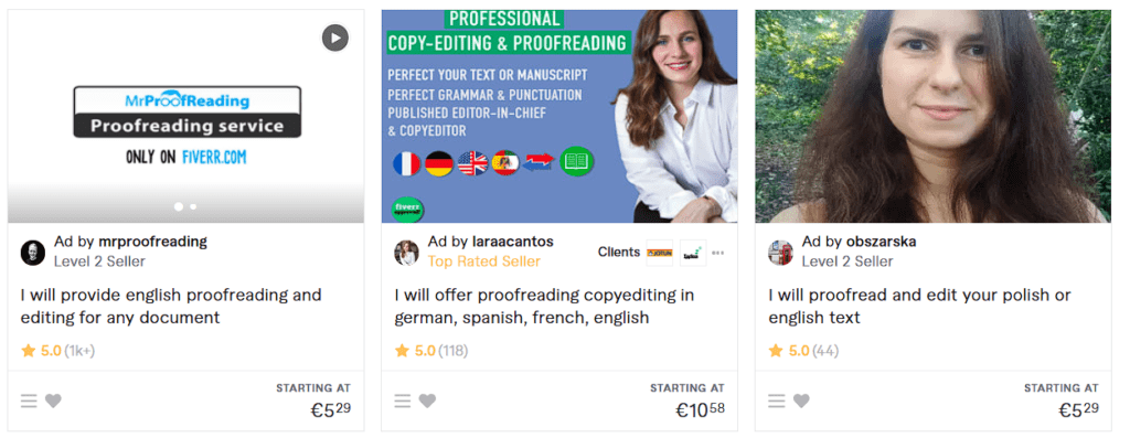 Fiverr Proofreading Gigs