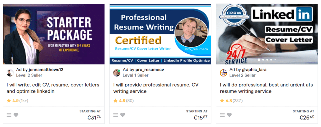 Fiverr Resume Gigs