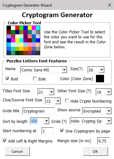 Cryptogram Puzzle Generator