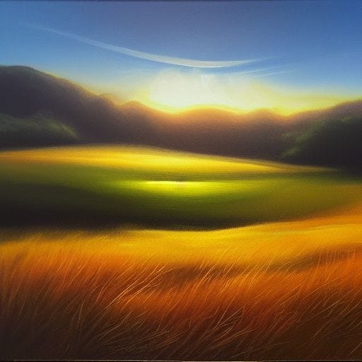 2302179837 A beautiful sunrise hill grass oil on canvas realism