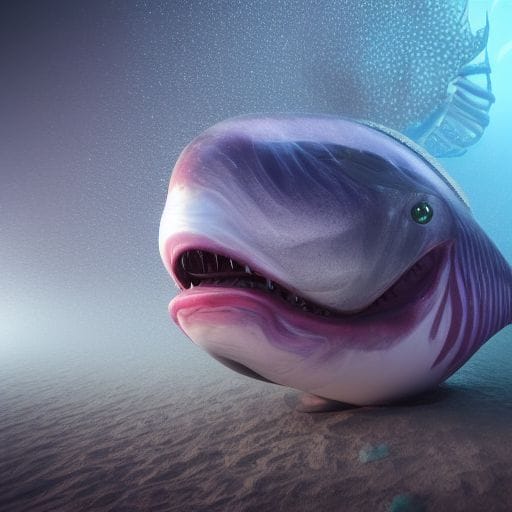 2920091899 3D render of a huge fish in a deep sea big eyes big teeth biopunk unreal