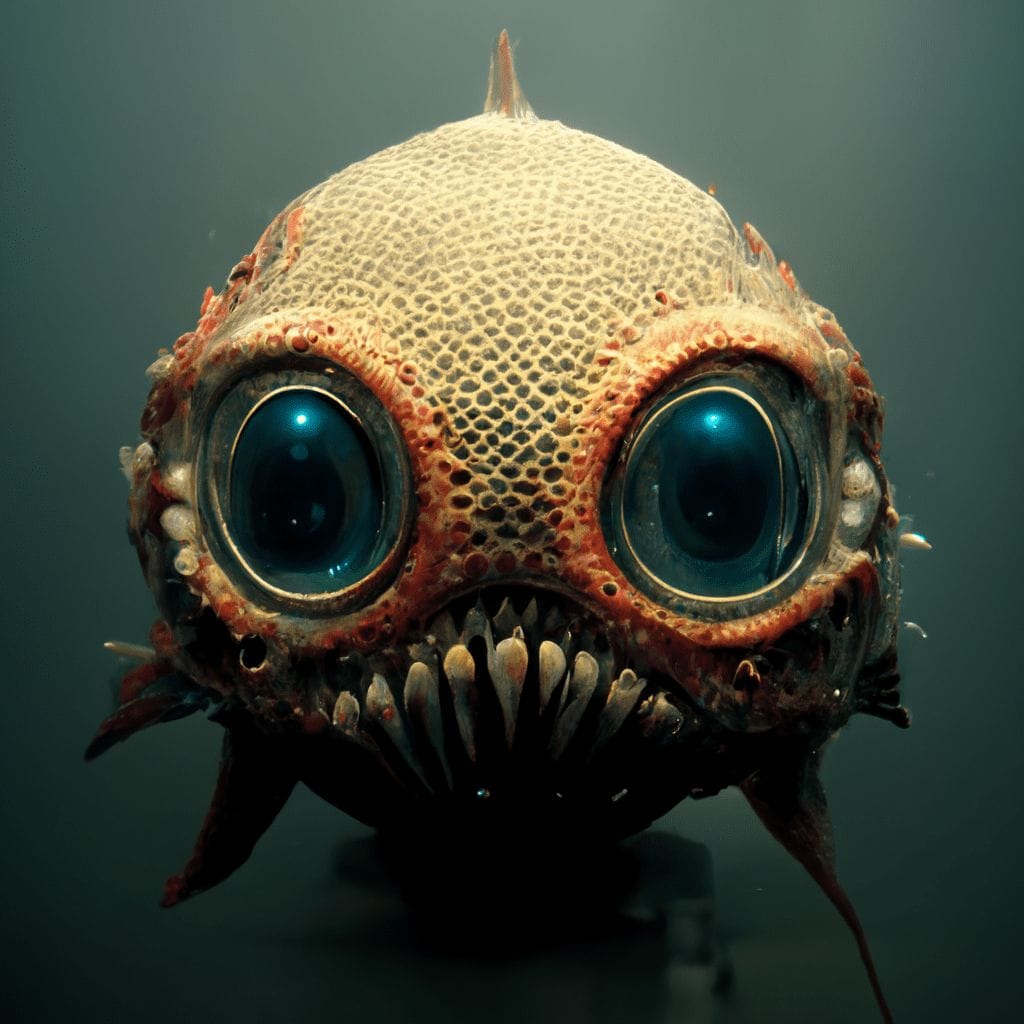 3D render of a huge fish in a deep sea big eyes big te 3f8216a3 f0e6 4c67 9eda a136f8935413