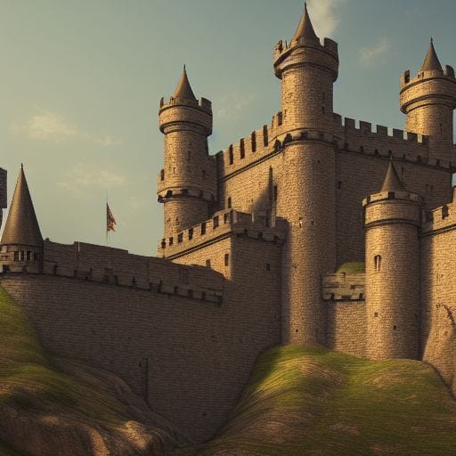 523737532 A photograph of a medieval castle from afar clear sky perspective trending on artstation hyper detailed