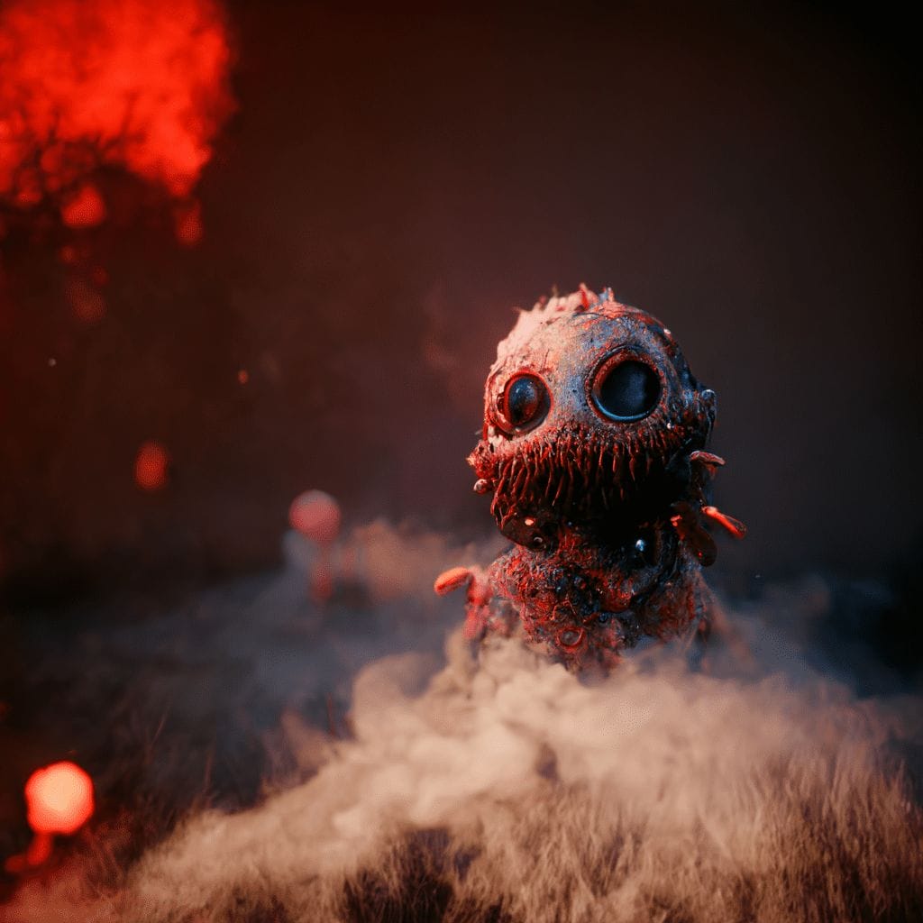 A nightmare creature facing forward staring red smoke 5d652969 c4f0 4107 91e3 08faaabfe987