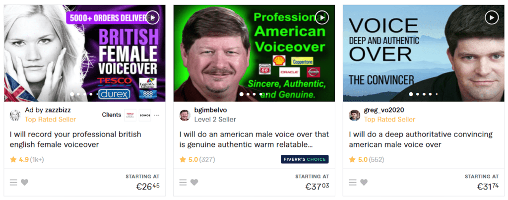 Fiverr Voice Over Gigs