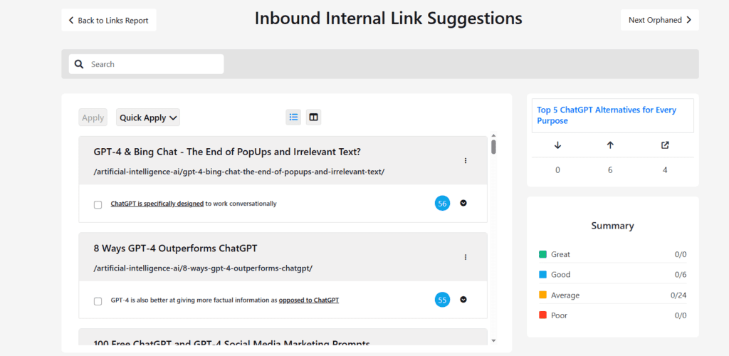 Linksy Internal Links