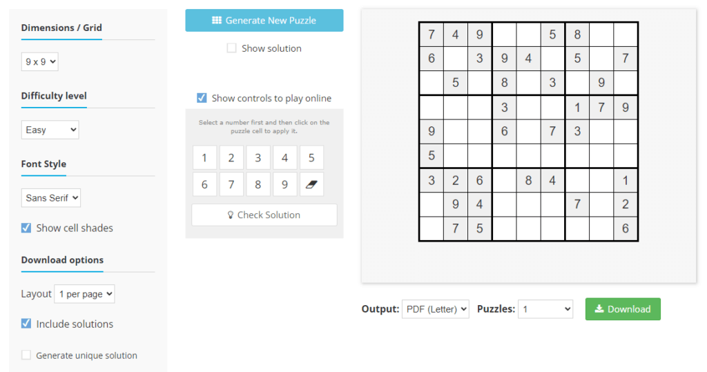 Free Puzzle Generator for KDP Sudoku
