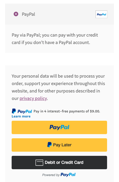 PayPal Checkout Box South Africa